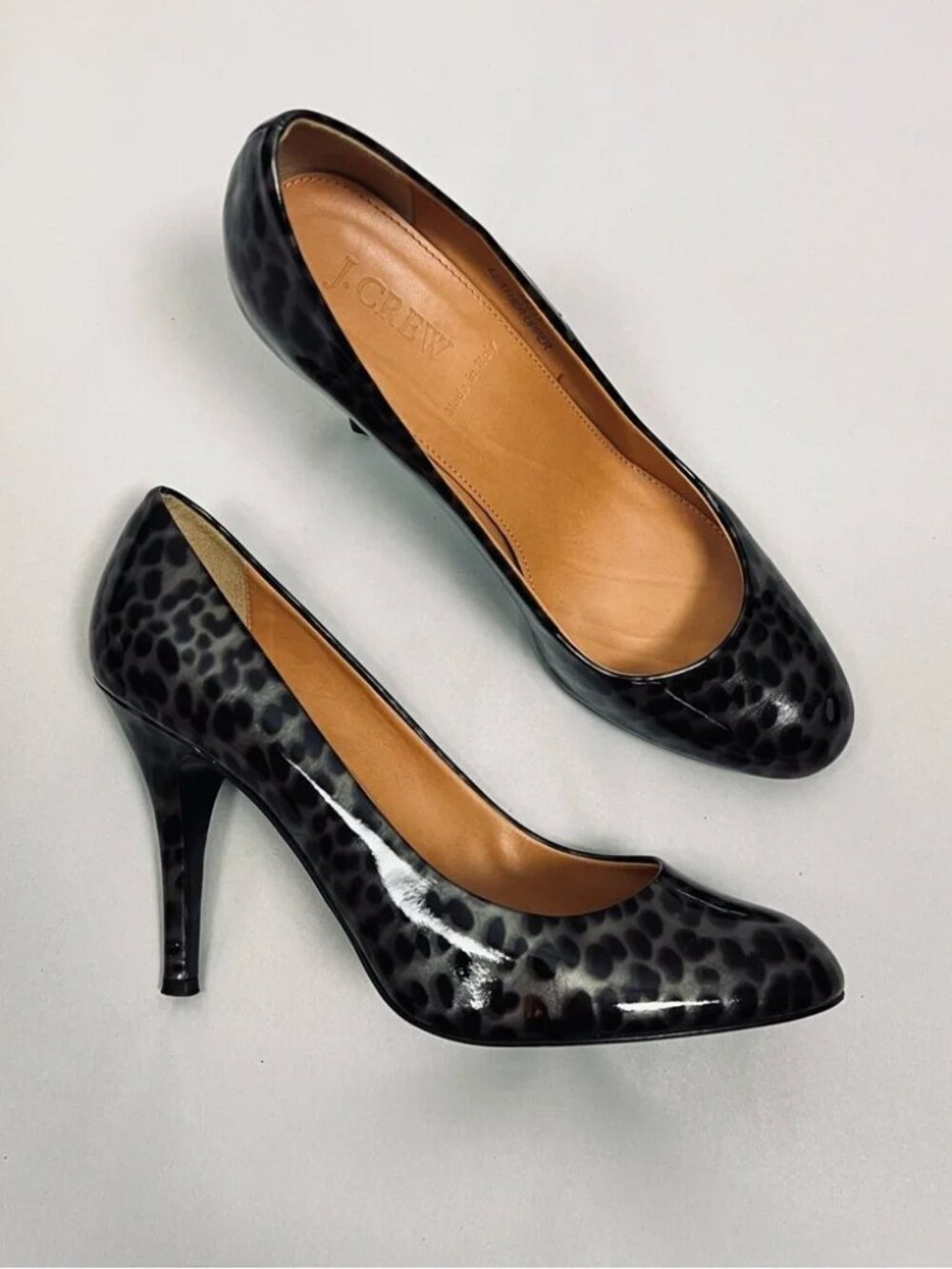 J.Crew Italy Patent Leopard Print Pumps Quiet Luxury Career Heels 8.5